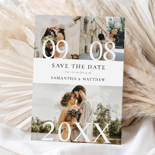 Moderne elegante Foto-Collage-Hochzeit Save The Date