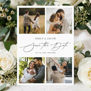 Moderne elegante Foto-Collage-Hochzeit Termin merk Save The Date