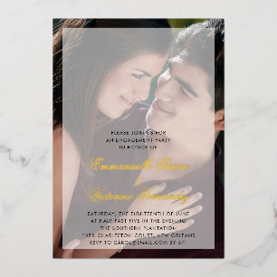 Moderne elegante Foto Engagement Party Gold Folieneinladung