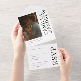 Moderne, elegante Foto Hochzeit All In One Einladung