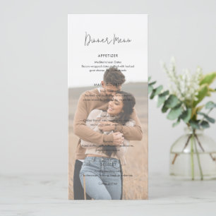 Moderne elegante Foto-Hochzeit Menükarte