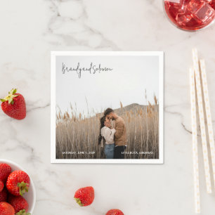 Moderne elegante Foto-Hochzeit Serviette