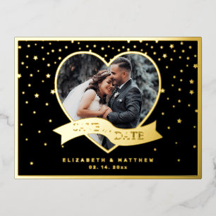 Moderne, elegante Foto-Hochzeit spart das Datum Folie Einladungspostkarte