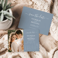Moderne Elegante Foto Kalender Dusty Blue Wedding
