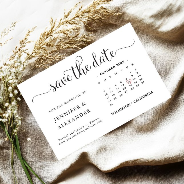 Moderne Elegante Foto Kalender Weiße Hochzeit Save The Date (Von Creator hochgeladen)