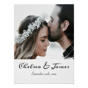 Moderne Elegante Foto Kalligraphie Name Datum Hoch Poster
