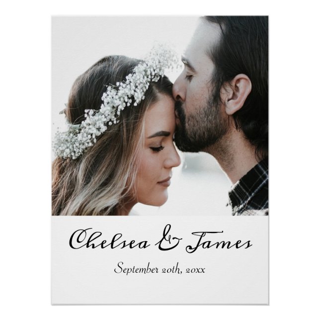 Moderne Elegante Foto Kalligraphie Name Datum Hoch Poster (Vorderseite)