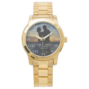 Moderne elegante Foto neuvermählte Hochzeit Armbanduhr