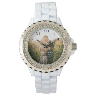 Moderne elegante Foto neuvermählte Hochzeit Armbanduhr