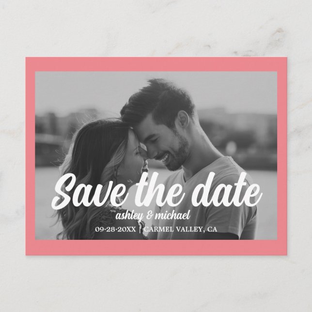 Moderne, elegante Foto Save the Date-Karte Postkarte (Vorderseite)