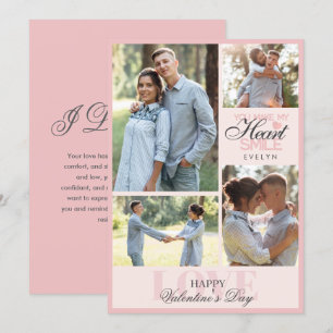 Moderne Elegante Fotocollage Rosa Valentinstag Feiertagskarte