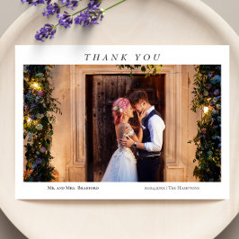 Moderne elegante Fotos Typografie-Nachricht Hochze Dankeskarte