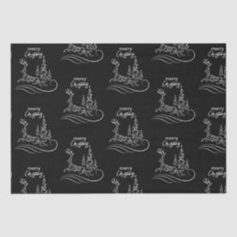 Moderne Elegante Frohe Weihnachtsbaum und Rentier Seidenpapier