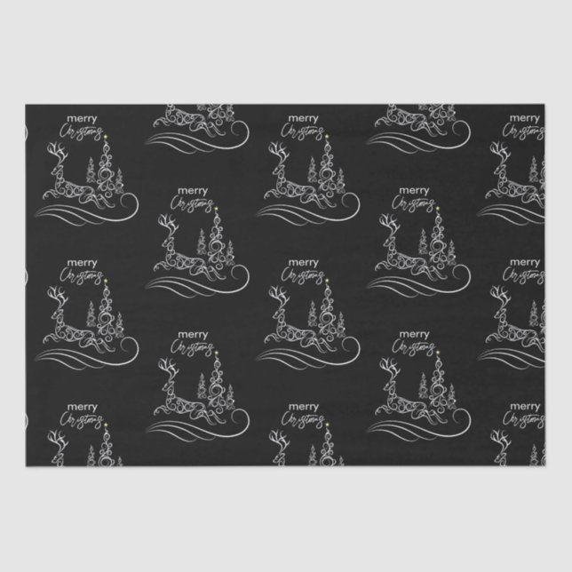 Moderne Elegante Frohe Weihnachtsbaum und Rentier Seidenpapier (Vorderseite)