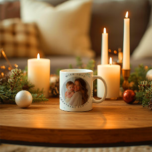 Moderne elegante fröhliche Foto Frohe Weihnachten Kaffeetasse
