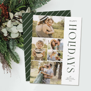 Moderne Elegante Fünf-Foto Collage Happy Holidays Feiertagskarte