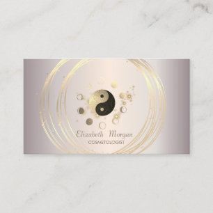 Moderne elegante funkelnde goldene Kreise Mond Yin Visitenkarte