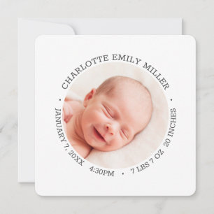 Moderne elegante Geburtsanzeige Fotokarte für Baby Ankündigung