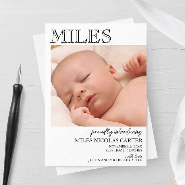 Moderne elegante Geburtshinweise Ankündigung (Von Creator hochgeladen)