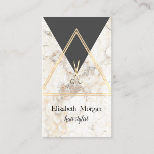 Moderne Elegante Geometrische Marmor Gold, Schere Visitenkarte
