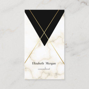 Moderne Elegante Geometrische Marmor Gold Streifen Visitenkarte