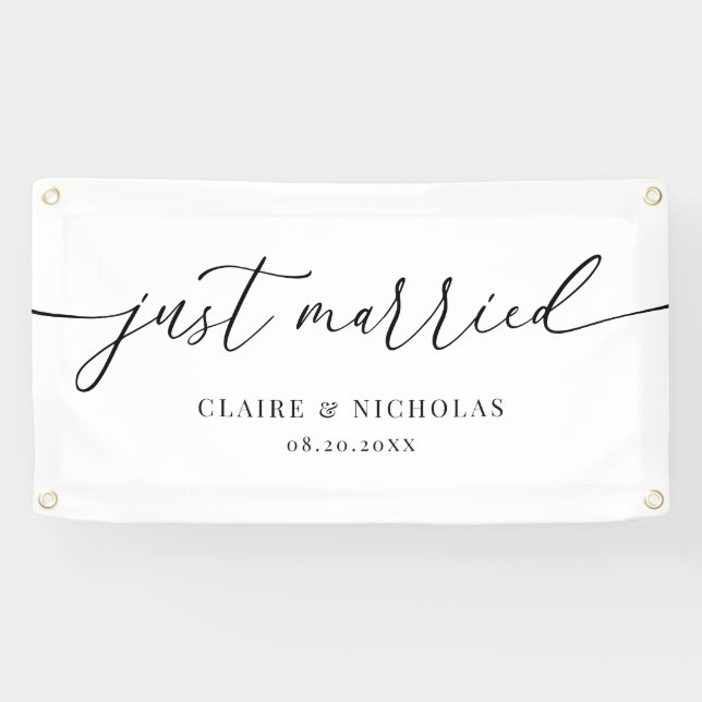 Moderne elegante "Gerade Verheiratet"-Auto-Flagge Banner (Horizontal)