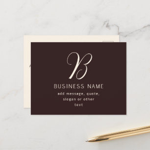 Moderne elegante Geschäftsnamens-Monogramm Dunke Postkarte