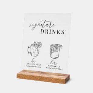 Moderne elegante Getränke aus Schwarz und Weiß Acrylschild