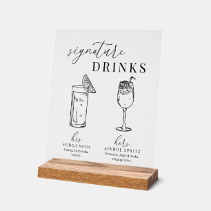 Moderne elegante Getränke aus Schwarz und Weiß Acrylschild