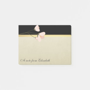 Moderne Elegante Girly, Black, Cream, Blume Post-it Klebezettel