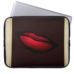 Moderne Elegante Girly, Black, Cream, Red Lips Laptopschutzhülle