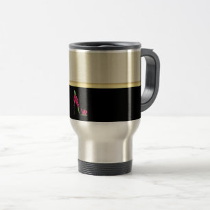 Moderne elegante girly, Schwarz, Creme, Blumenabsa Reisebecher