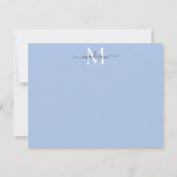 Moderne Elegante Girly Script Monogram Dusty Blue