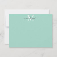 Moderne elegante Girly Script Monogram Mint Green
