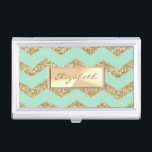 Moderne Elegante Girly, Striped Glittery Imitate G Visitenkarten Etui<br><div class="desc">Eleganter glamouröser glänzender Hintergrund. Ein elegantes und raffiniertes Design. Die perfekte coole Geschenkidee für sie zu jedem Anlass.</div>