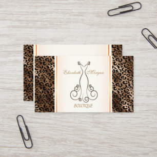 Moderne elegante glänzende Leopardenprint-Kleid Visitenkarte