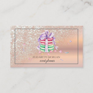 Moderne elegante Glitter Bokeh Ombre, Frame Macaro Visitenkarte