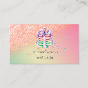 Moderne elegante Glitter-Bokeh-Ombre-Macarons Visitenkarte