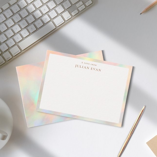 Moderne elegante Glitzer-Holografie-Grenze Mitteilungskarte (Modern Elegant Glitter Holographic Border Notecard)