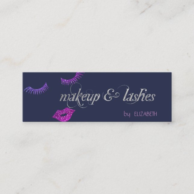 Moderne elegante Glitzer Lippen, Lashes Mini Visitenkarte (Vorderseite)