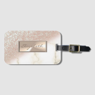 Moderne elegante glitzernde Bokeh-Ombre, Marmor Gepäckanhänger