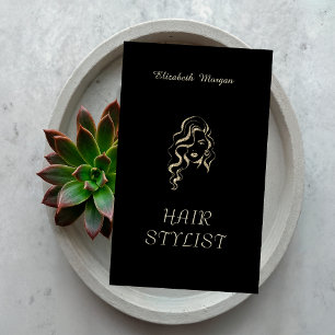 Moderne elegante glitzernde Mädchenhaare Schwarz Visitenkarte