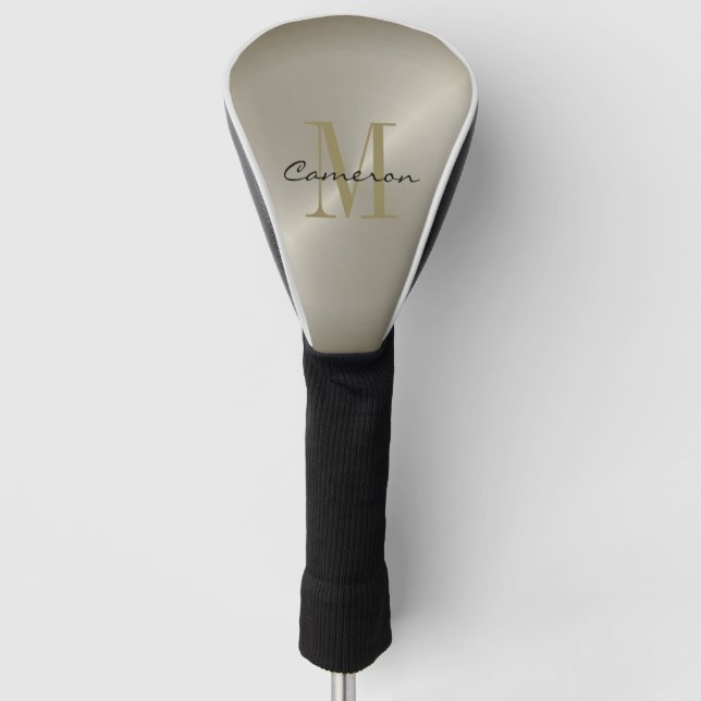 Moderne Elegante Gold auf Silber personalisiertes  Golf Headcover (Vorderseite)