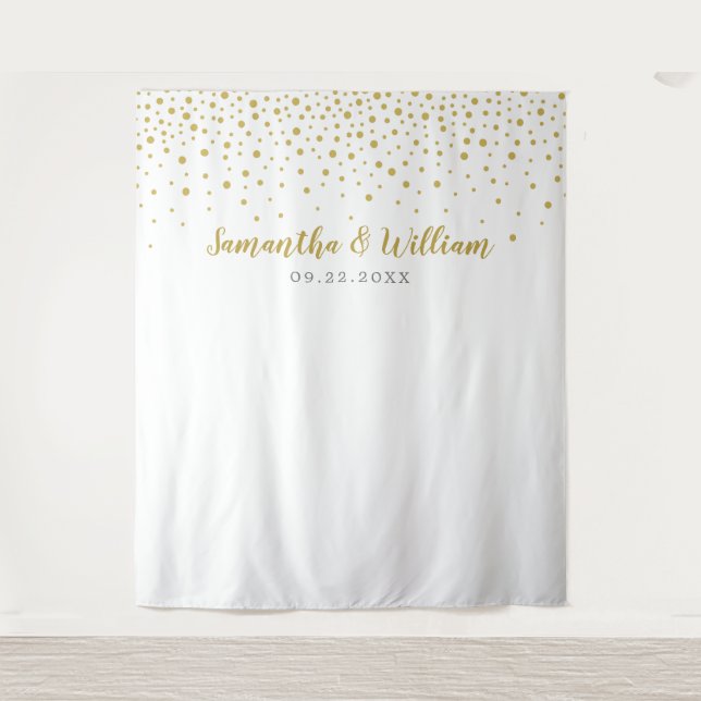 Moderne elegante Gold Confetti Hochzeit Hintergrun Wandteppich (Vorderseite)