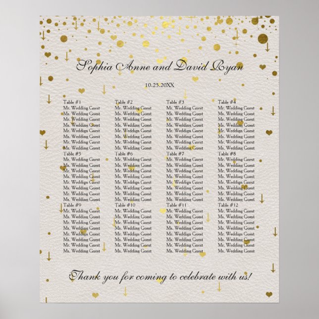 Moderne elegante Gold Confetti Hochzeitskarte Poster (Vorne)