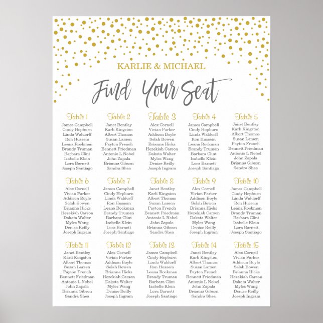 Moderne elegante Gold Confetti Hochzeitskarte Poster (Vorne)
