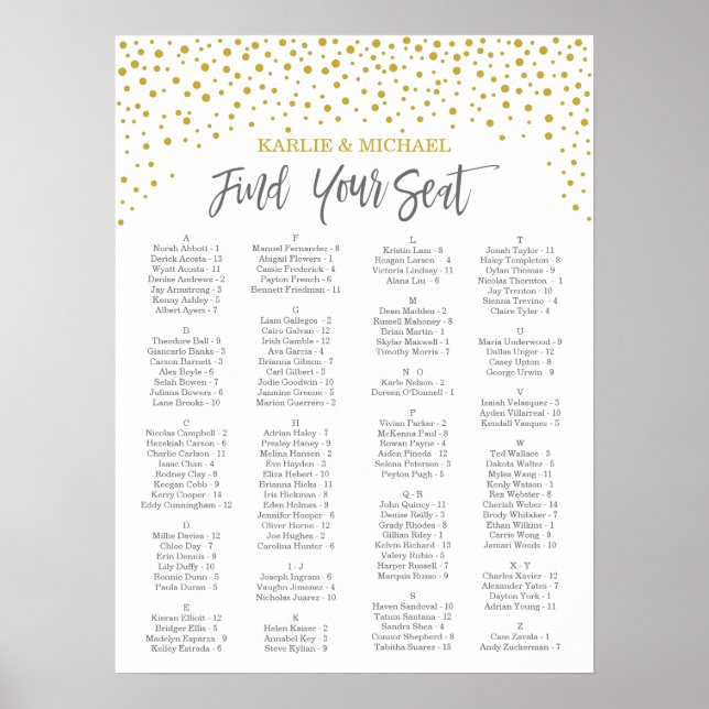 Moderne elegante Gold Confetti Hochzeitskarte Poster (Vorne)