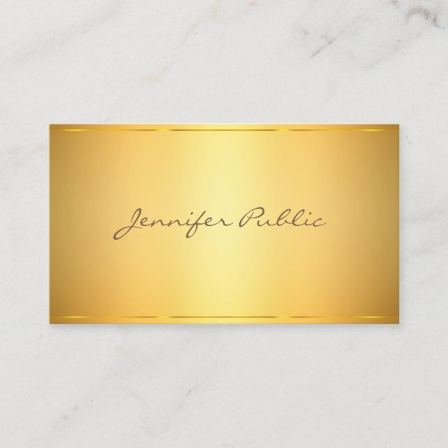 Moderne elegante Gold Design Script-Klasse Visitenkarte (Vorderseite)