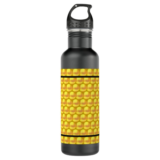 Moderne, elegante Gold Dots & Black Stripes Edelstahlflasche (Vorderseite)