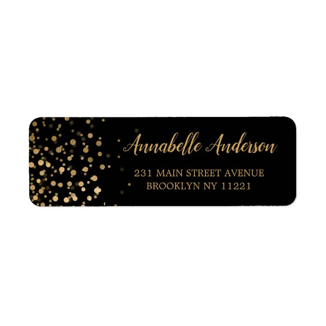 Moderne Elegante Gold Glitzer Confetti Script Blac (Vorne)